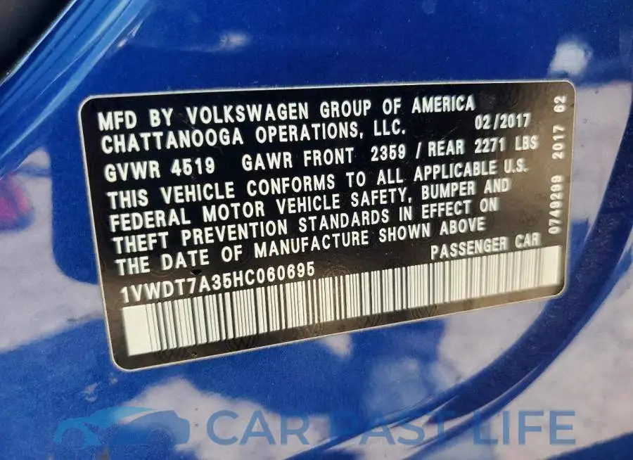 1VWDT7A35HC060695# 12