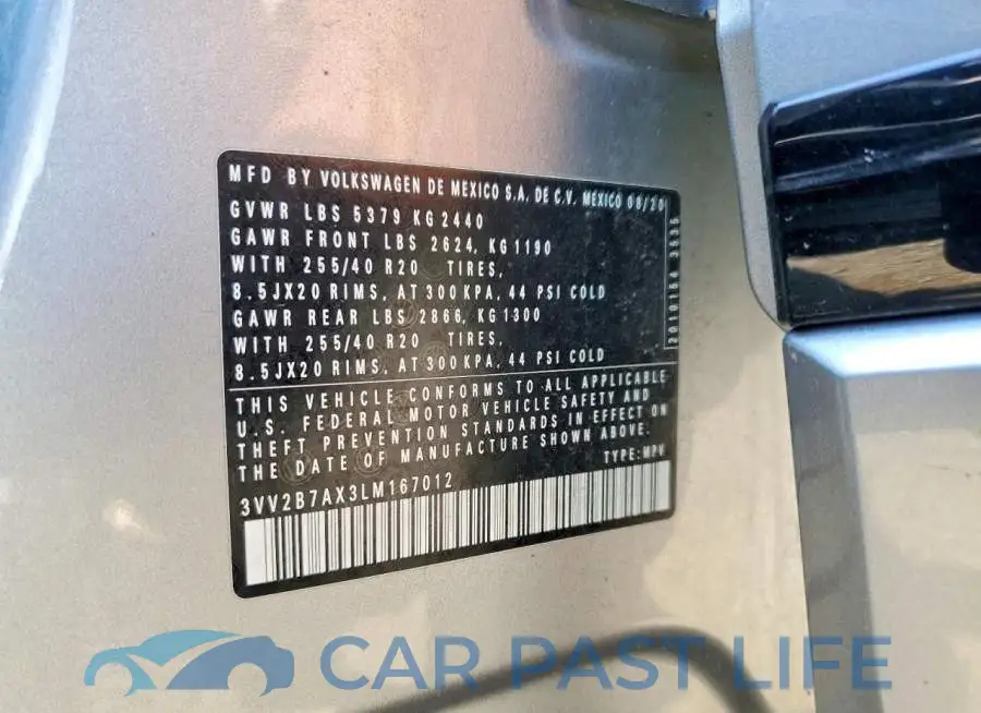 3VV2B7AX3LM167012# 13
