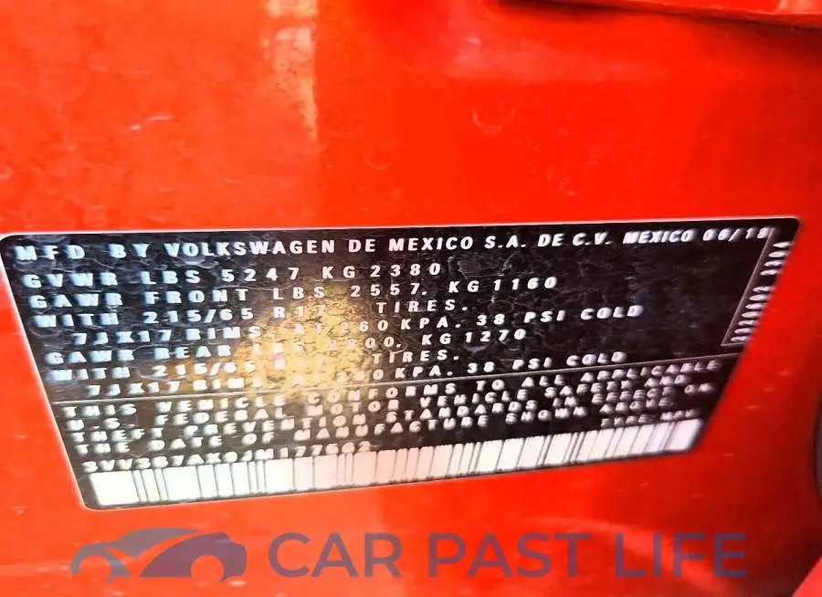 3VV3B7AX9JM177562# 13