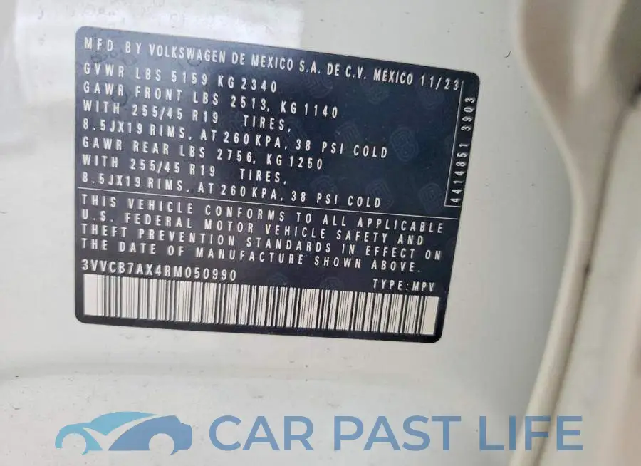 3VVCB7AX4RM050990# 13