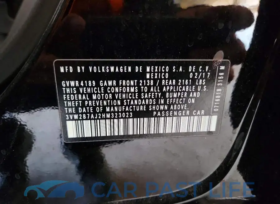 3VW2B7AJ2HM323023# 13