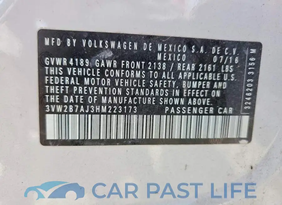 3VW2B7AJ3HM223173# 12