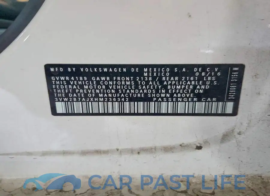 3VW2B7AJXHM236342# 13