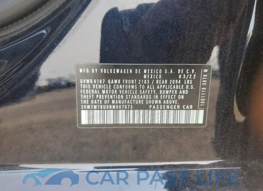 3VW7M7BU0NM007673# 12