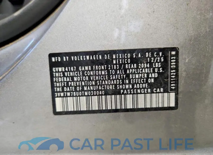 3VW7W7BU0TM030040# 12
