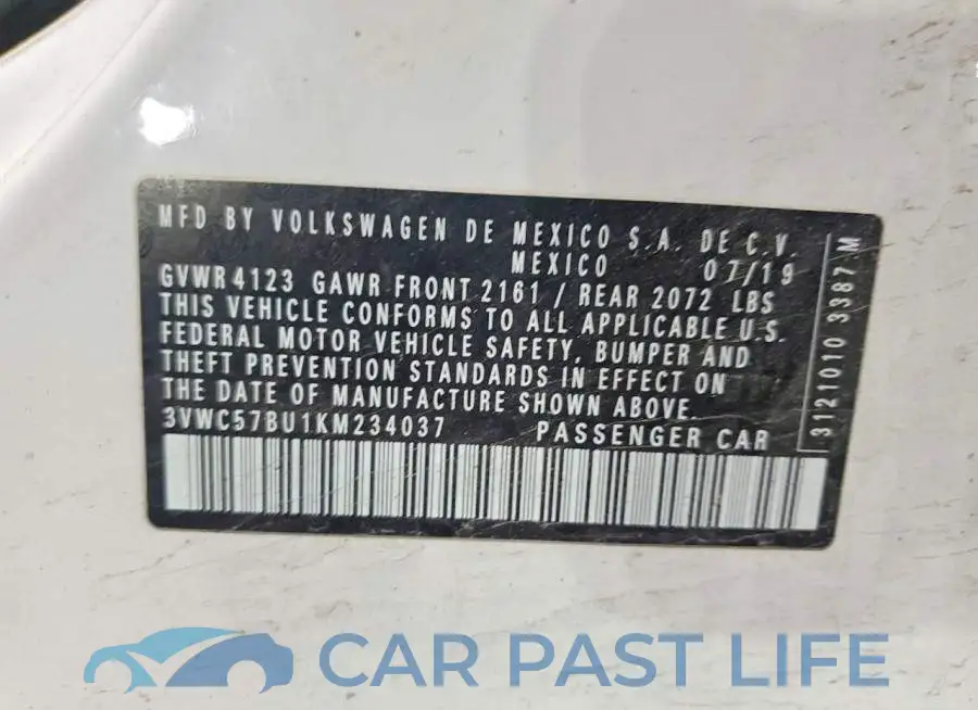 3VWC57BU1KM234037# 12