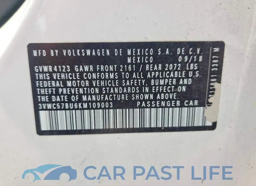 3VWC57BU6KM109003# 12