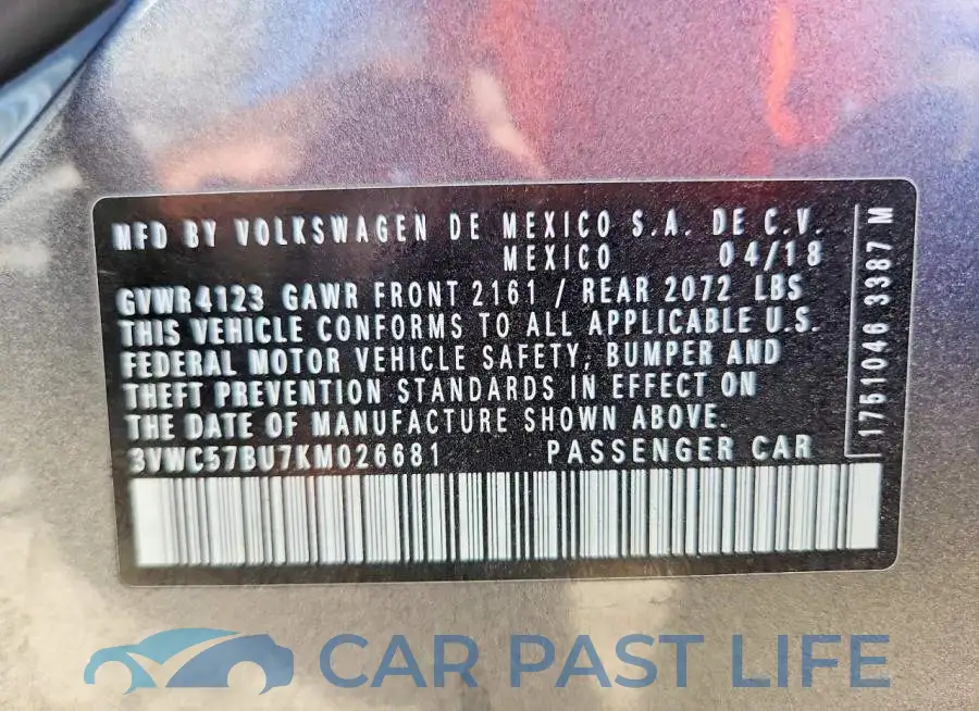 3VWC57BU7KM026681# 12