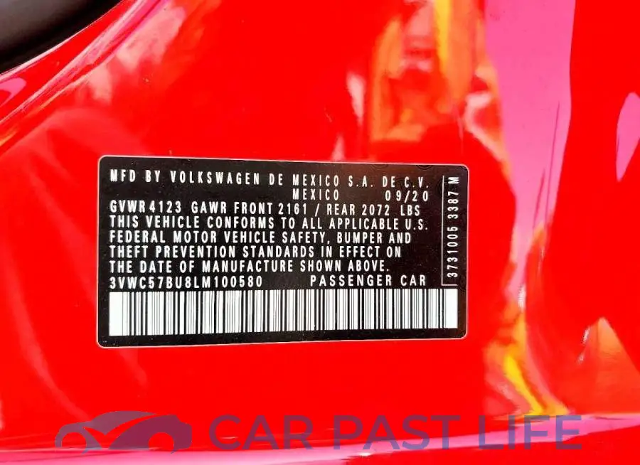 3VWC57BU8LM100580# 12