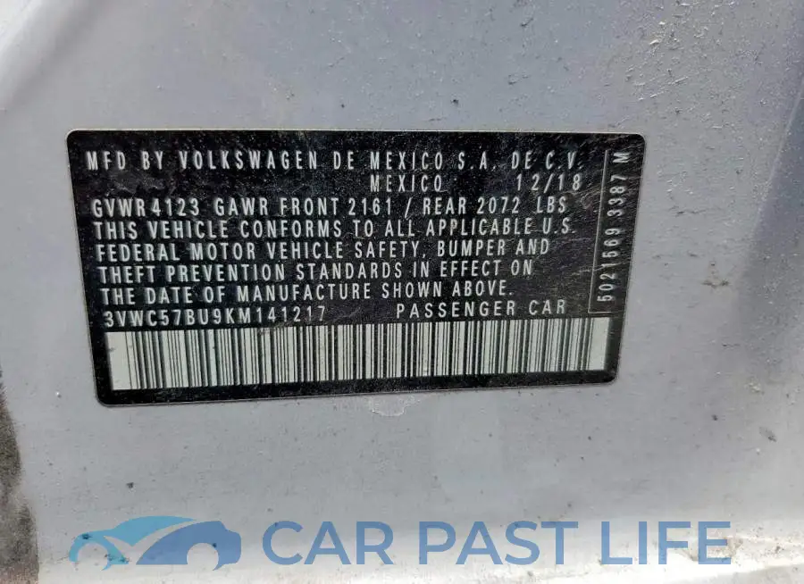 3VWC57BU9KM141217# 12