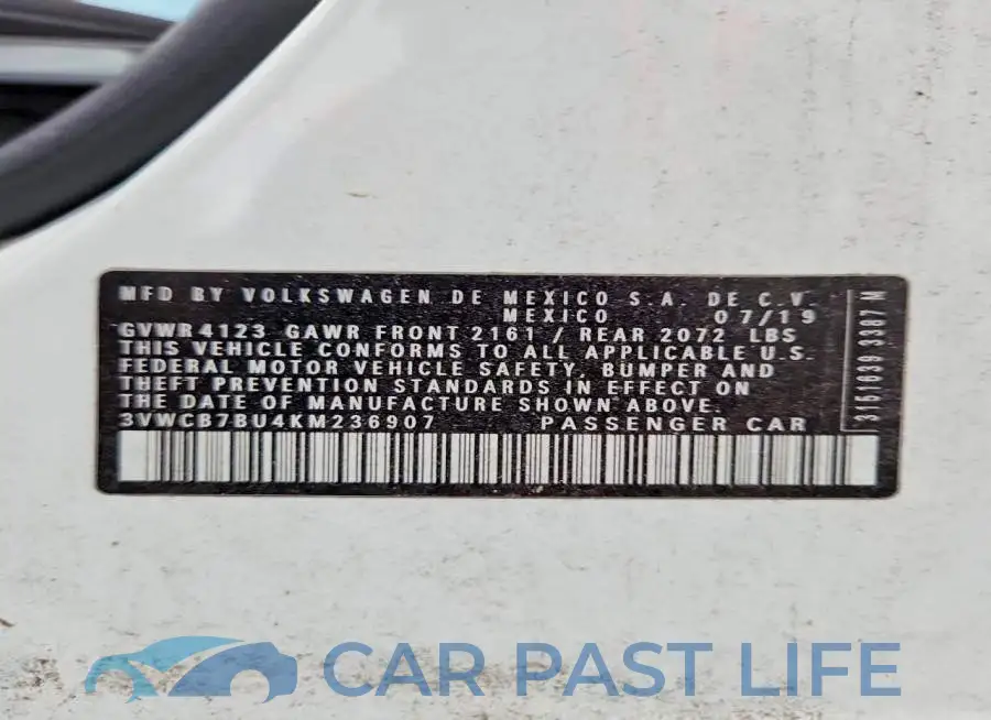 3VWCB7BU4KM236907# 12