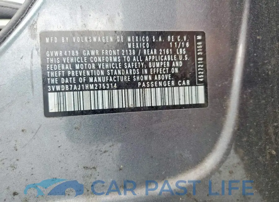 3VWDB7AJ1HM275314# 12