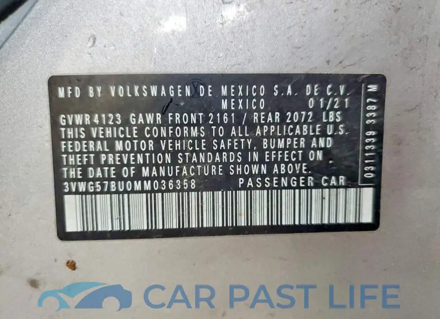 3VWG57BU0MM036358# 12