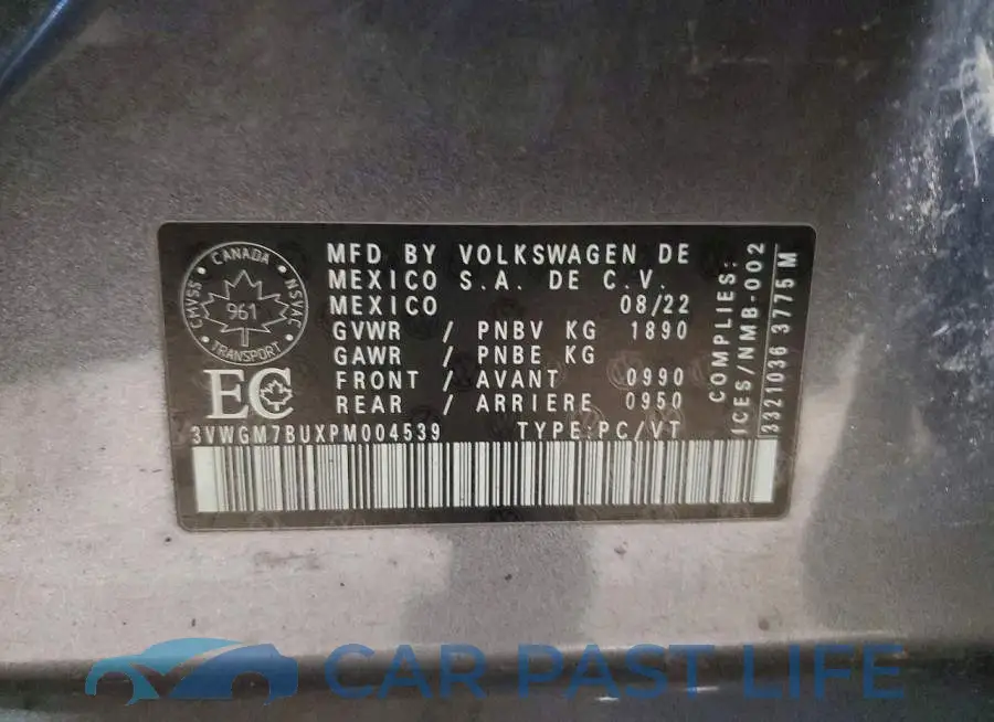 3VWGM7BUXPM004539# 12
