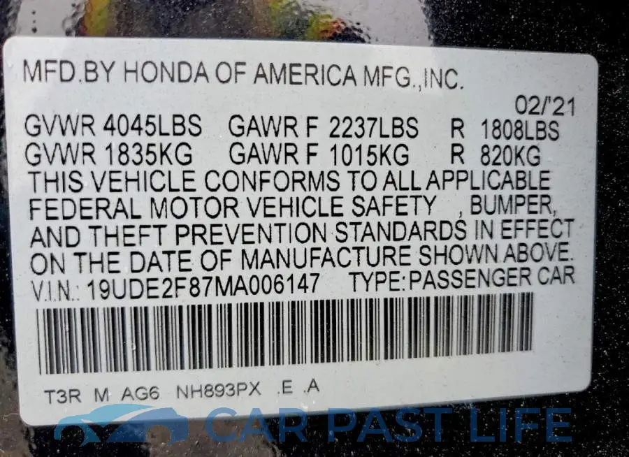 19UDE2F87MA006147# 13