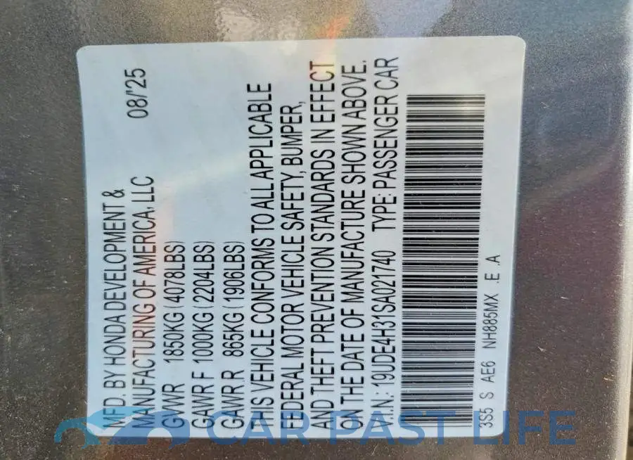 19UDE4H31SA021740# 12