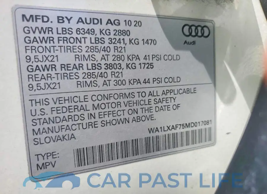 WA1LXAF75MD017081# 13