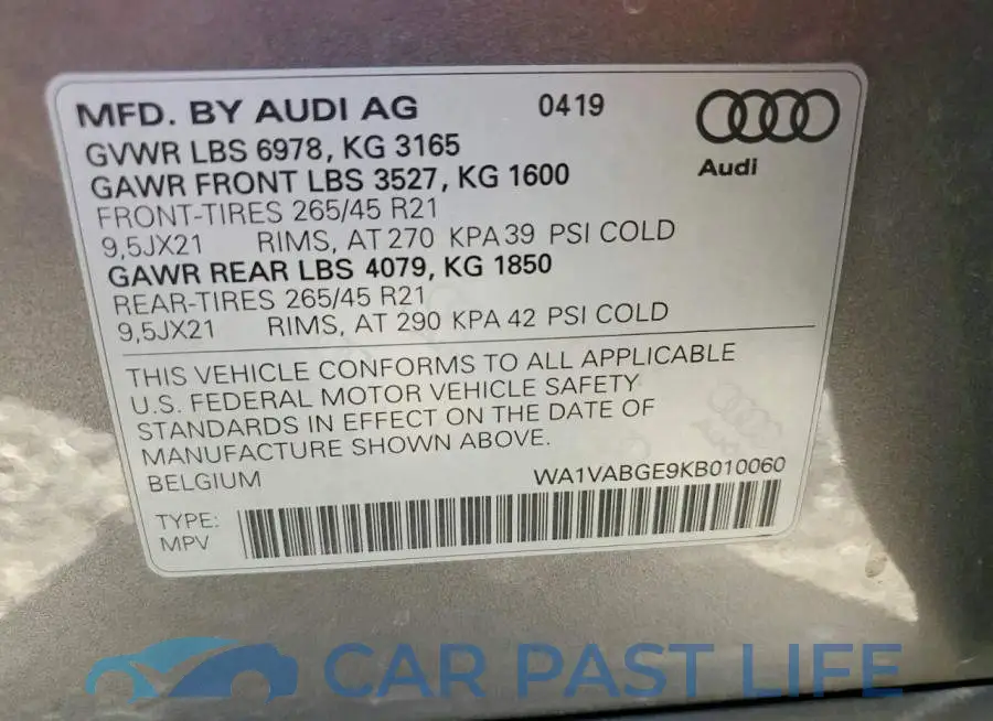 WA1VABGE9KB010060# 13