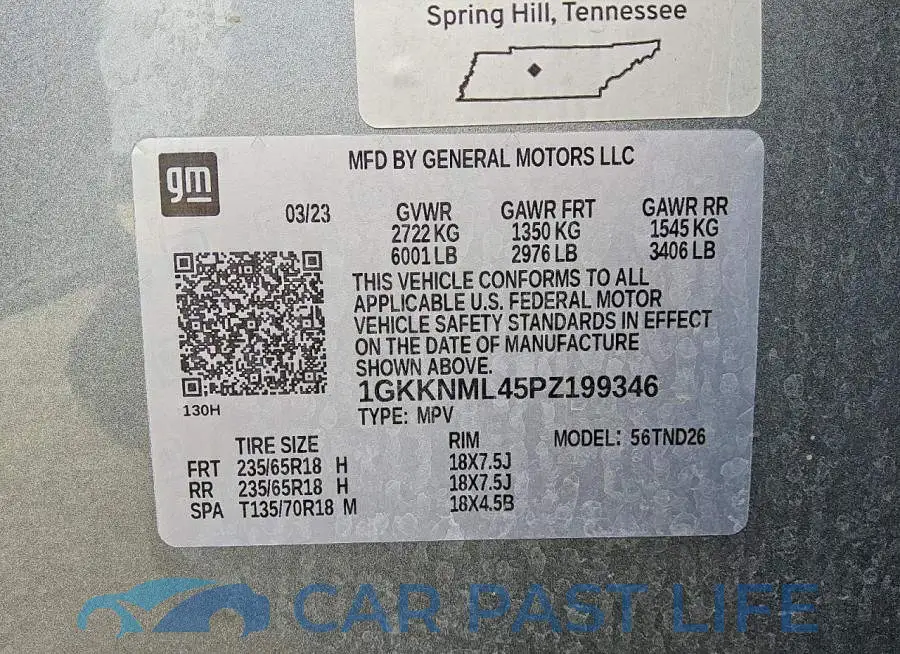 1GKKNML45PZ199346# 13