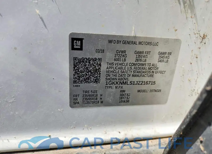 1GKKNMLS1JZ216715# 12