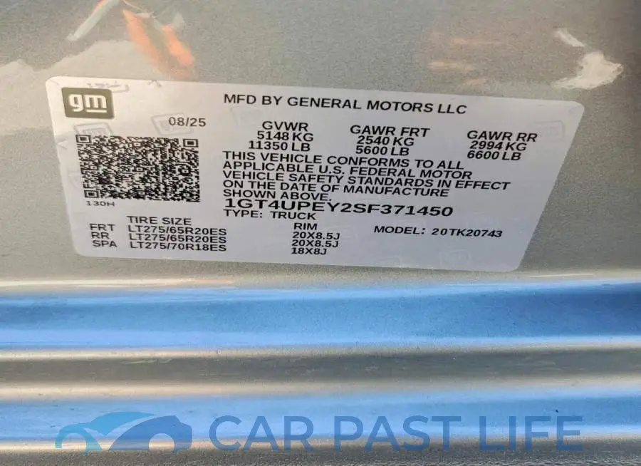 1GT4UPEY2SF371450# 12