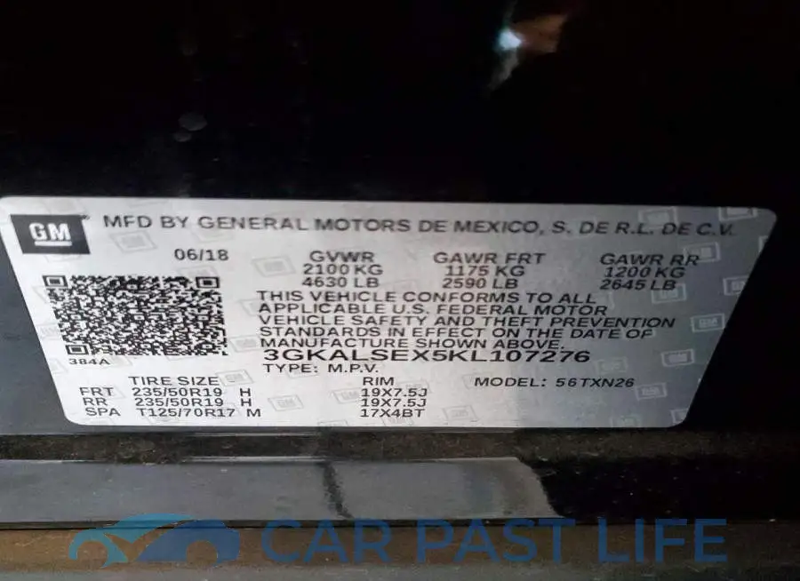3GKALSEX5KL107276# 13