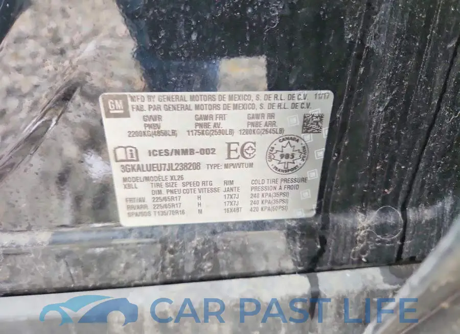3GKALUEU7JL238208# 13