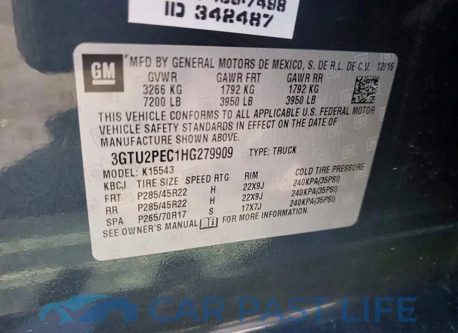 3GTU2PEC1HG279909# 12
