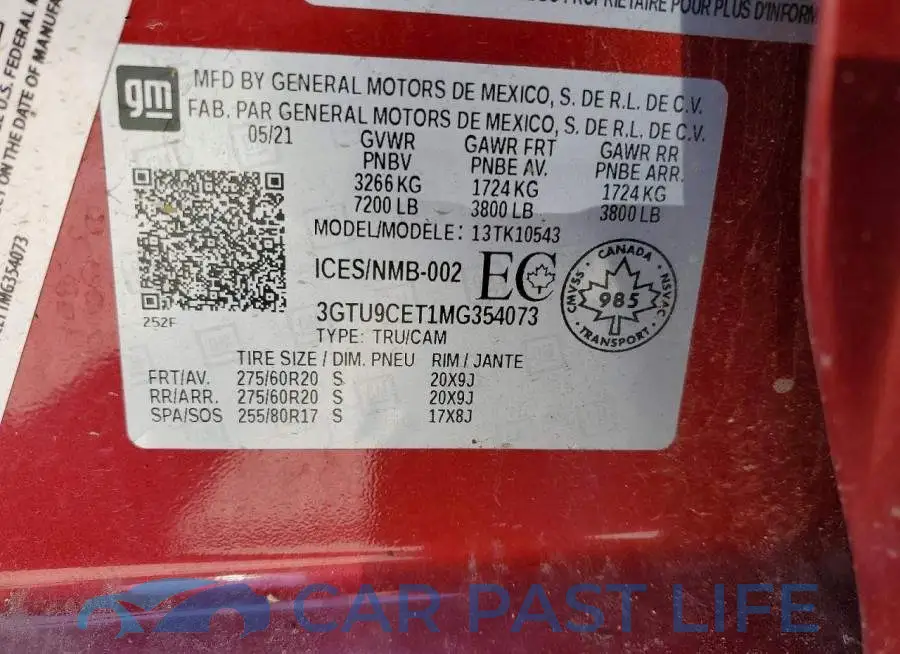 3GTU9CET1MG354073# 12