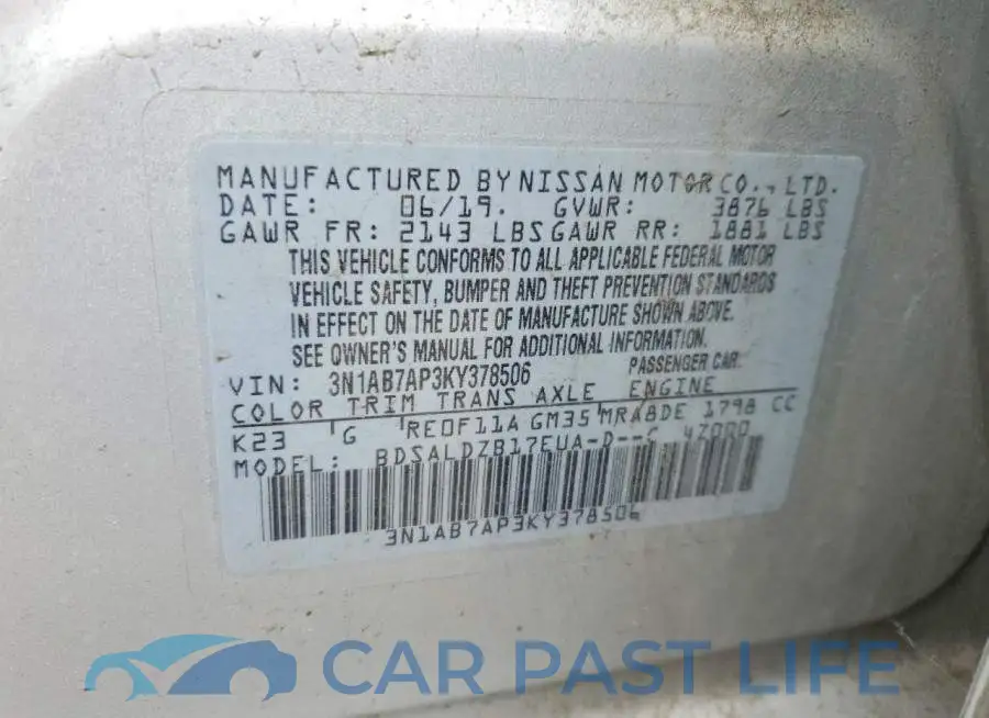 3N1AB7AP3KY378506# 13