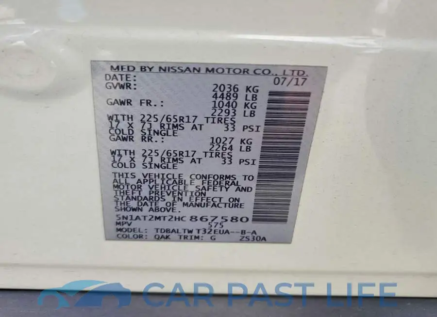 5N1AT2MT2HC867580# 12