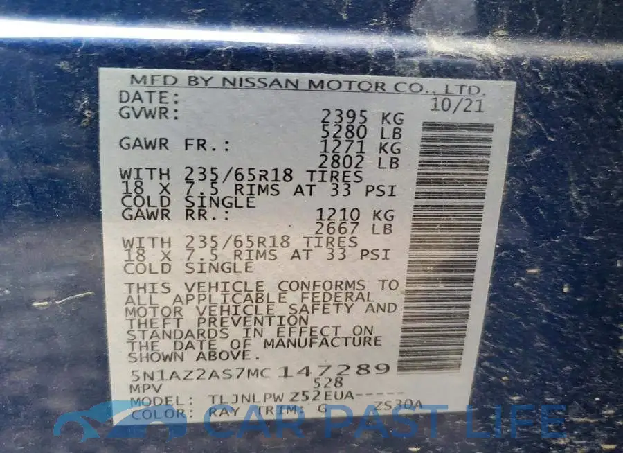 5N1AZ2AS7MC147289# 12