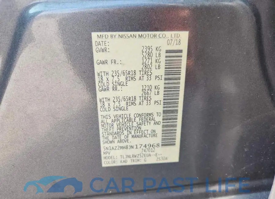 5N1AZ2MH8JN174968# 14