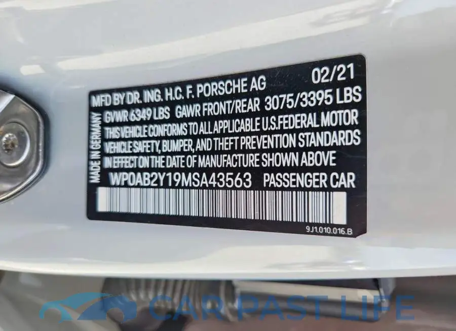 WP0AB2Y19MSA43563# 12