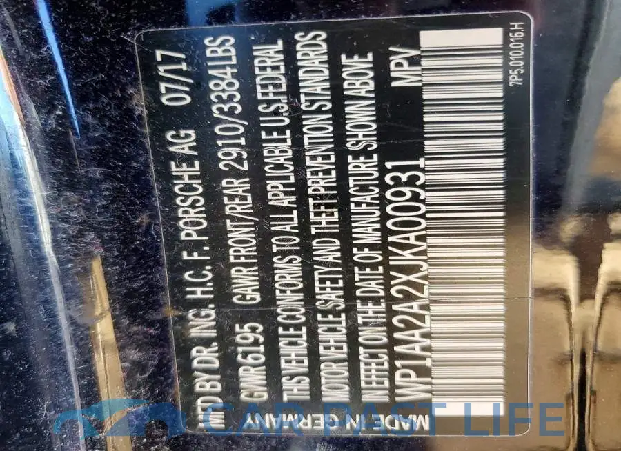 WP1AA2A2XJKA00931# 12