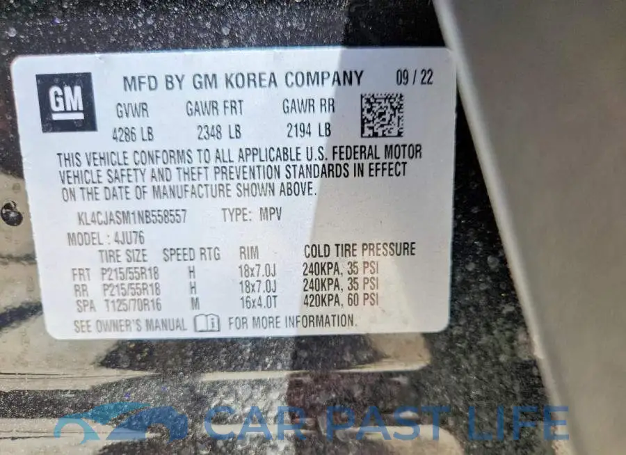 KL4CJASM1NB558557# 12