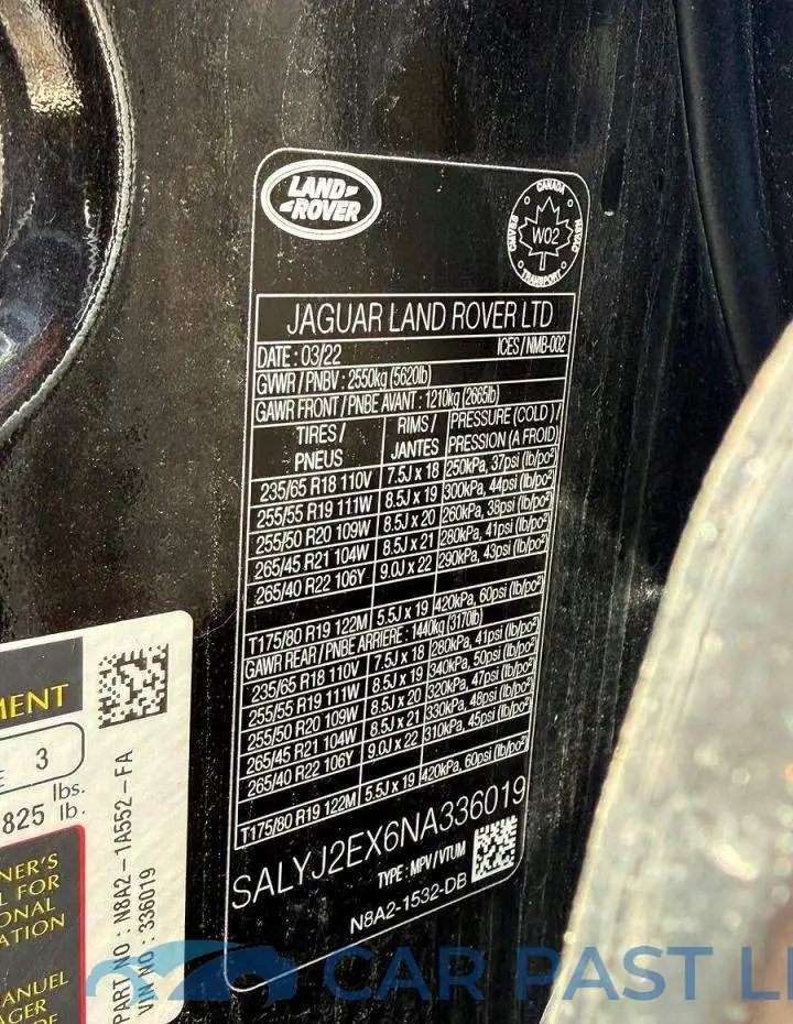 SALYJ2EX6NA336019# 10