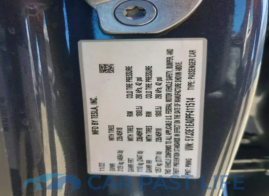5YJ3E1EA0PF411514# 12
