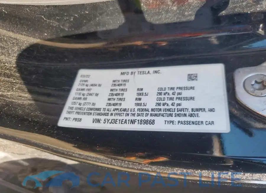 5YJ3E1EA1NF189868# 12