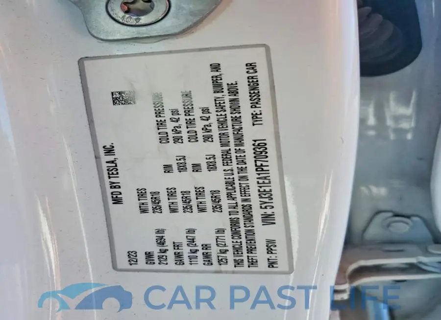 5YJ3E1EA1PF709361# 12