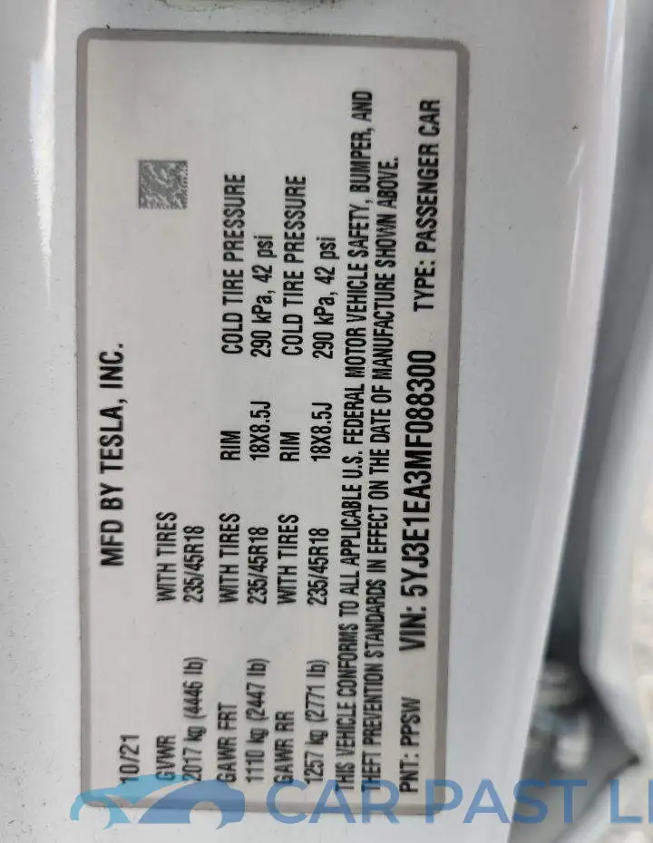 5YJ3E1EA3MF088300# 12