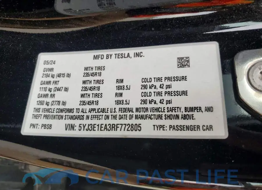 5YJ3E1EA3RF772805# 12