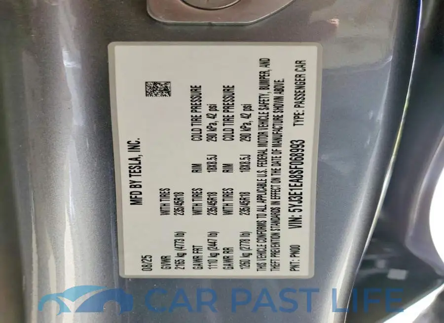 5YJ3E1EA8SF068993# 12