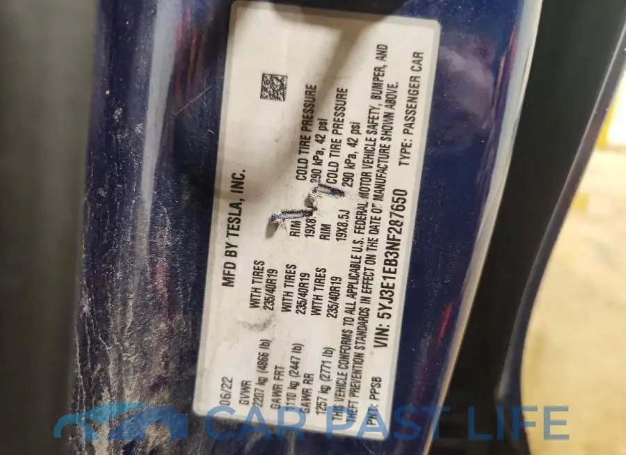 5YJ3E1EB3NF287650# 12