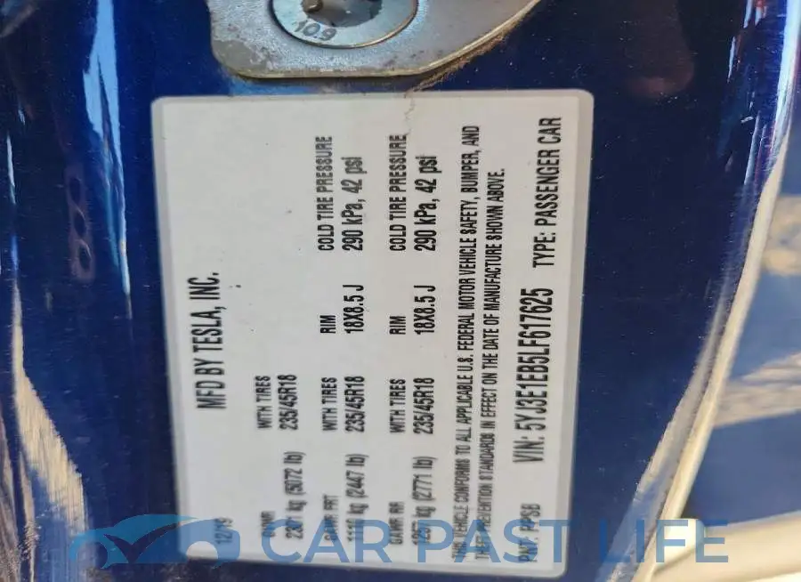 5YJ3E1EB5LF617625# 13