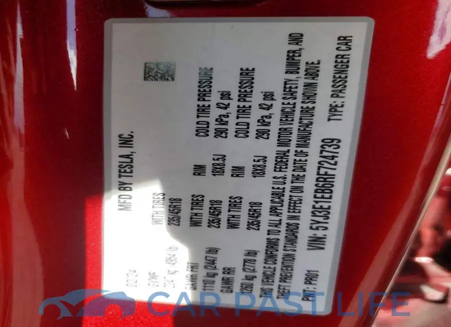 5YJ3E1EB6RF724739# 12