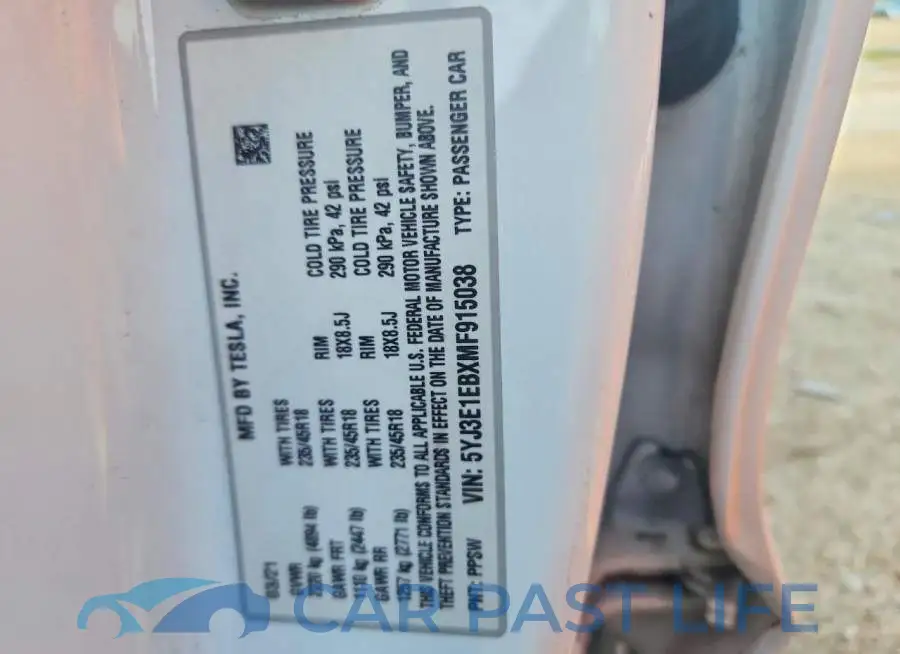5YJ3E1EBXMF915038# 13