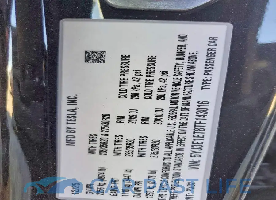 5YJ3E1ET8TF143016# 12