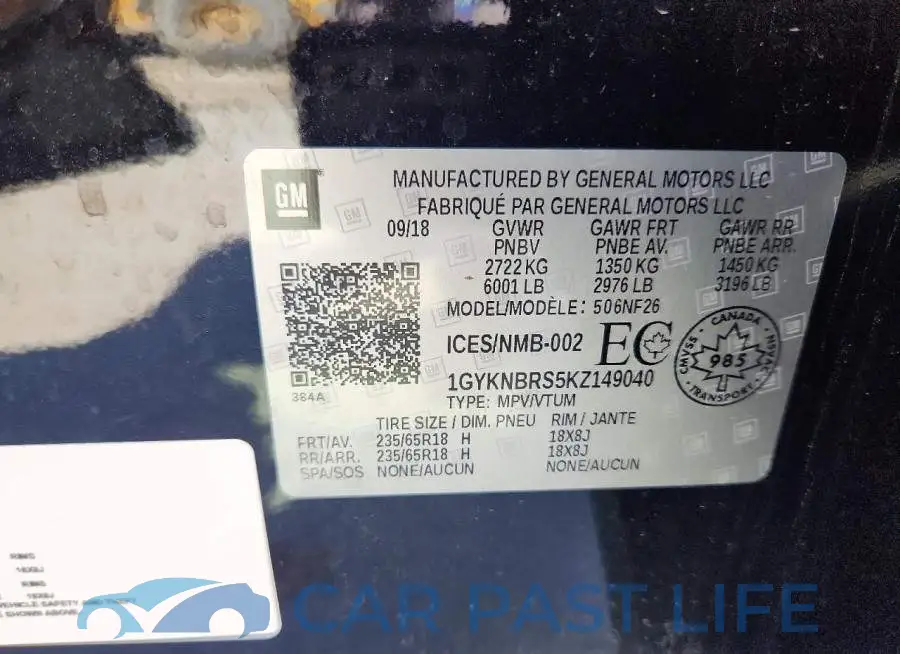 1GYKNBRS5KZ149040# 12