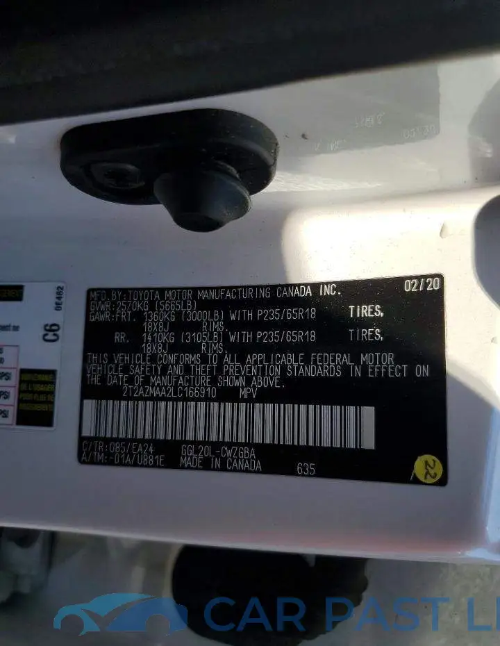 2T2AZMAA2LC166910# 13